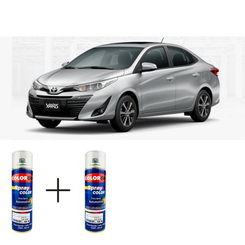 Spray Automotivo Prata Premium Toyota + Verniz Spray 300ml
