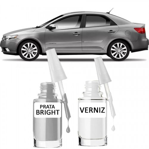 Tira Risco - Kia Prata Bright 3D + Verniz 15ml