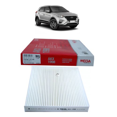 FILTRO DE AR DA CABINE CRETA 1.6 2017 A 2020 TUCSON 1.6 2017 A 2023 SPORTAGE 2.0 2016 A 2023 WEGA