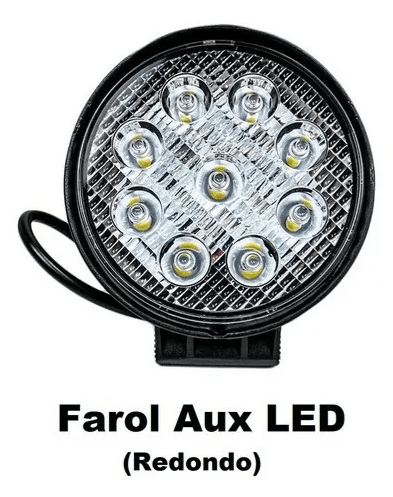 Farol de Milha Auxiliar 9 Leds Redondo 27W F-428 NINO