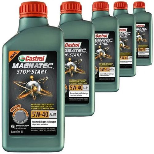 Kit 5 Óleo Lubrificante Castrol Magnatec Stop-Start 05W40 A3/B4 100% Sintético - 5L | Furlan Auto Peças