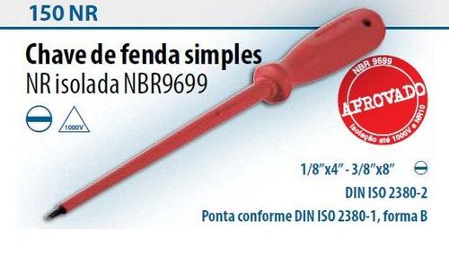 Chave de Fenda Simples Isolada 024-3/8x08 10x200 150NR Gedore