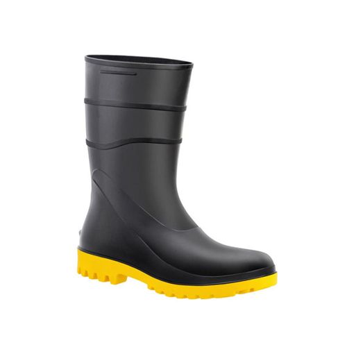 Bota de PVC 28cm com Forro N39 Preto solado Amarelo CA37456 Bracol