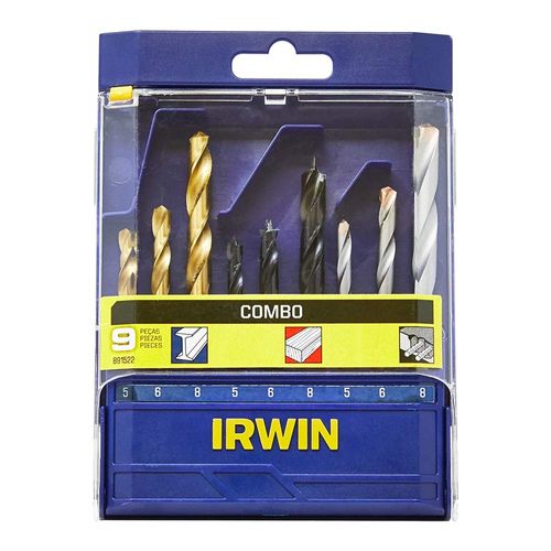 Jogo Broca com 9Pçs Aço, Madeira e Concreto IRWIN