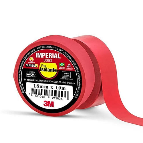 Fita Isolante 18MMX10M AC Plastico Vermelho IMPERIAL 3M