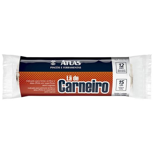 Rolo Para Pintura 15cm Lã de Carneiro Com Suporte Atlas