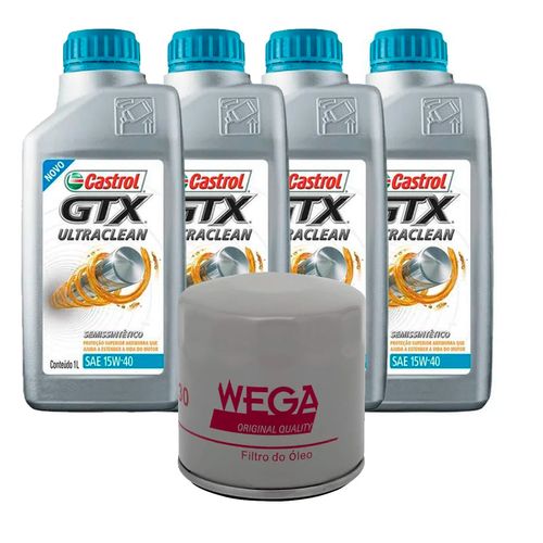 Kit 4 Óleo Semissintético 15W40 GTX Ultraclean + Filtro Óleo Celta Metal Leve OW-130
