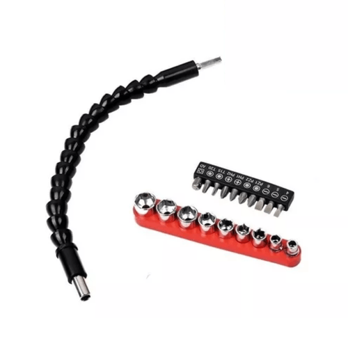 Jogo de Bits e Soquetes 1/4" com Extensão Flexível com 20 Peças