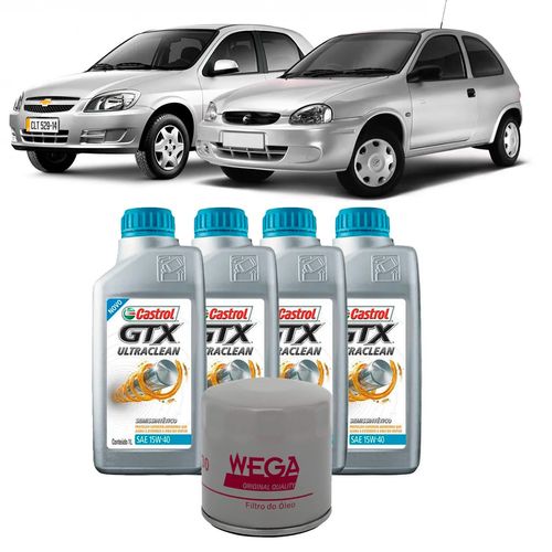 Kit 4 Óleo Semissintético 15W40 GTX Ultraclean + Filtro Óleo Celta Metal Leve OW130