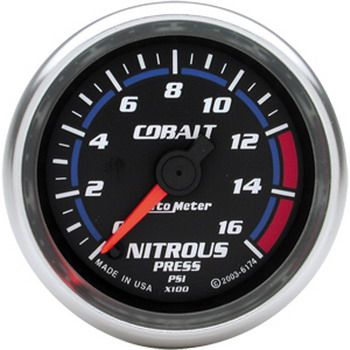 Manômetro Pressão Nitro 0 - 1600 PSI - Elétrico - 2" 1/16" - Cobalt - AUTO METER