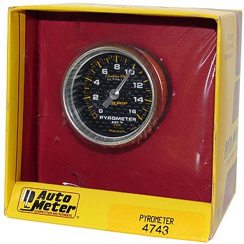 Instrumento Medir Temperatura Gases Escape 0º - 1600º F - Elétrico -2" 1/16" - Carbon Fiber - AUTO METER
