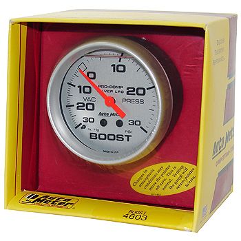Manômetro Pressão Turbo-Vácuo 0 - 30 Psi - Mecânico - 2" 5/8"- Pro Comp Silver - AUTO METER