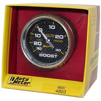 Manômetro Pressão Turbo-Vácuo 0 - 30 PSI - Mecânico - 2" 5/8" - Carbon Fiber - AUTO METER