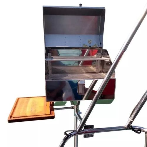 Churrasqueira Náutica Bruce Inox B40 Dupla Completa com Suporte para Veleiro