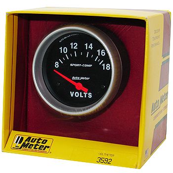Voltímetro - 8-18 Volts - Elétrico - 2 5/8" - Sport Comp - AUTO METER