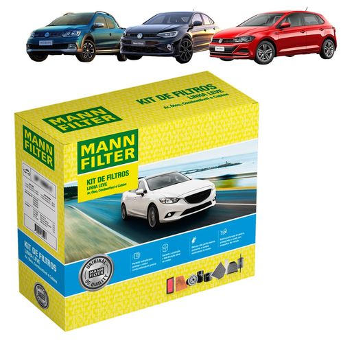Kit de Filtros Mann Filter Polo 2017 em diante|Virtus 2018 em diante|Saveiro 2018 em diante - Todos 1.6 16V Flex