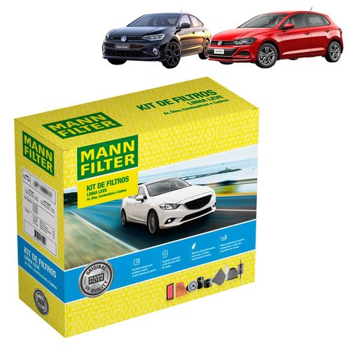 Kit de Filtros Mann Filter Volkswagen Polo 1.0 TSI Flex 2017 até 2023|Virtus 1.0 TSI Flex 2018 ate 2023