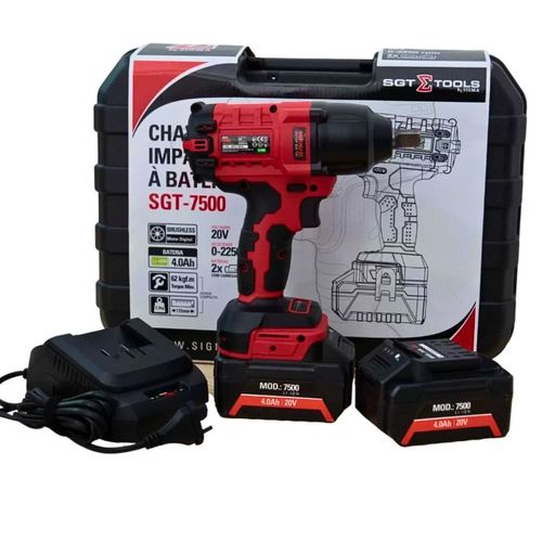 Chave de Impacto 1/2 Bateria 20V 4AH LI-ON 2 Baterias Bivolt Sistema Brushless - SGT-7500 - Sigma