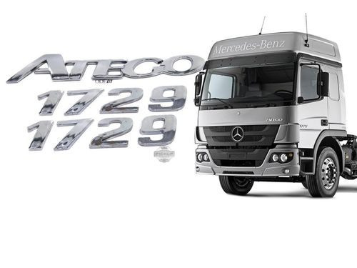 KIT EMBLEMA ATEGO 1729 CROMADO 9 PEÇAS