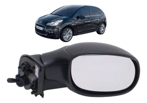 Retrovisor Citroen C3 2004/2010 Mecanico Fosco - Passageiro