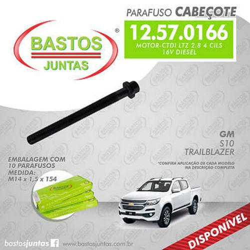 PARAFUSO DE CABECOTE - GM S10 TRAILBLAZER 2.8 16V APOS 2012
