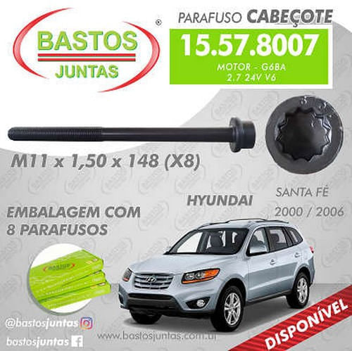 PARAFUSO DE CABECOTE - HYUNDAI SANTA FE TUCSON | KIA SPORTAGE 2.7 V6 24V (P | 1 CABECOTE)