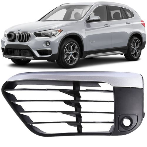 Grade Farol de Milha Bmw X1 2016-19 com Furo do Sensor -Esq