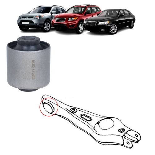 Bucha Bandeja Balança Hyundai Santa Fé 2.4 2.7 3.5 e Veracruz 3.8 / Kia Sorento 2.4 3.5 e Mohave 3.0 3.8 4.6 Inferior Traseira