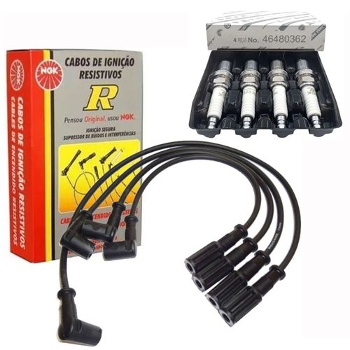 Jogo de Cabos de Vela SCT09 + Velas 46480362 Palio Siena Strada Uno Idea Punto Doblo Fiorino Palio Weekend Motores Fire Flex 1.0 8V e 1.4 8V