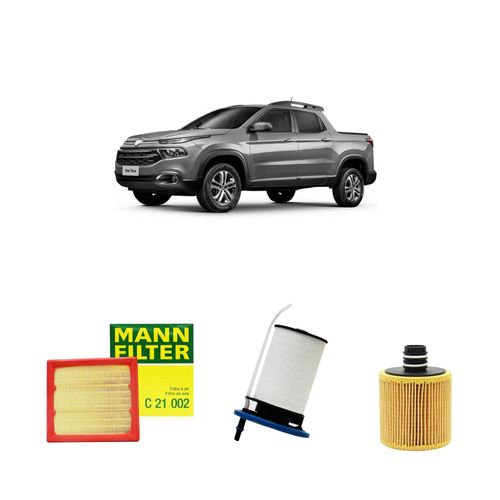 Kit filtros, ar do motor, combustível e óleo lubrificante MANN - Fiat Toro 2.0 Diesel (4X2 e 4X4) 2016