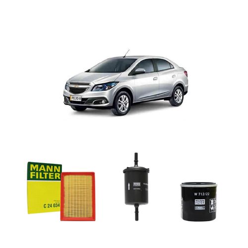 Kit filtros, ar do motor, combustível e óleo lubrificante MANN - PRISMA 1.0 8V Econoflex (LT / LTZ) 2019