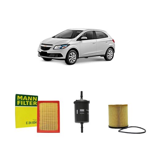 Kit filtros, ar do motor, combustível e óleo lubrificante MANN - Onix 1.0 Flex 2017