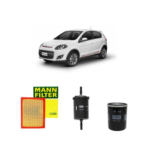 Kit filtros, ar do motor, combustível e óleo lubrificante MANN - Palio 1.0 8v Flex Fire 2019