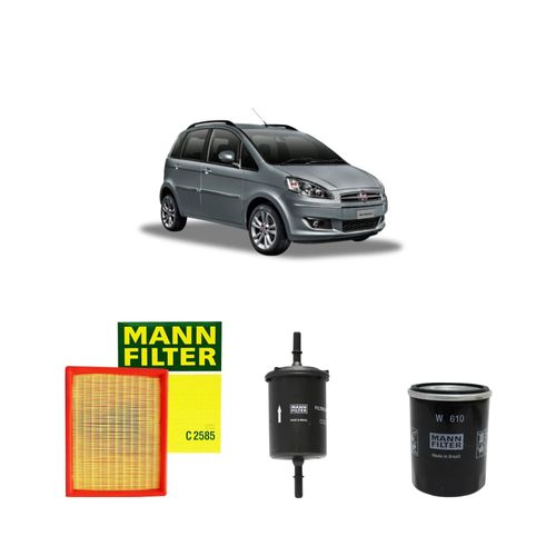 Kit filtros, ar do motor, combustível e óleo lubrificante MANN - Idea 1.4 8v Flex Attractive/ELX Fire 2009