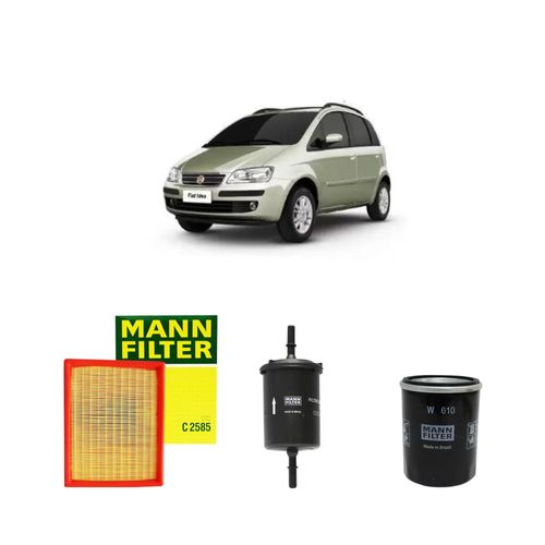 Kit filtros, ar do motor, combustível e óleo lubrificante MANN - Idea 1.4 8v Flex Attractive/ELX Fire 2006