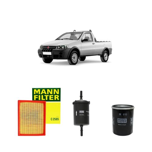 Kit filtros, ar do motor, combustível e óleo lubrificante MANN - Strada 1.4 8v Flex 2006