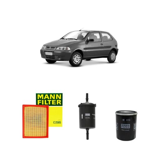 Kit filtros, ar do motor, combustível e óleo lubrificante MANN - Palio 1.0 8v Flex Fire 2003