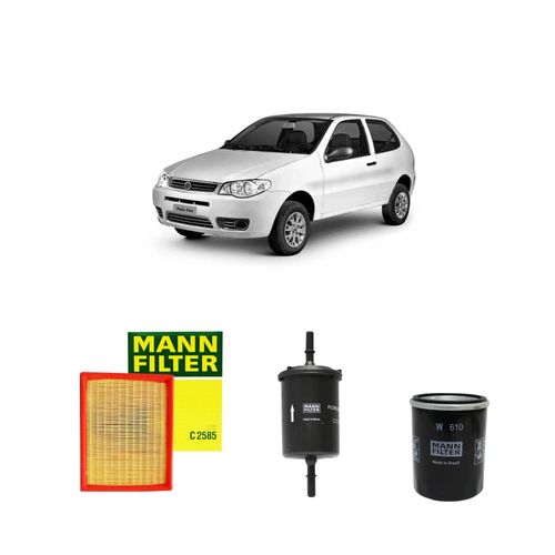 Kit filtros, ar do motor, combustível e óleo lubrificante MANN - Palio 1.0 8v Flex Fire 2012