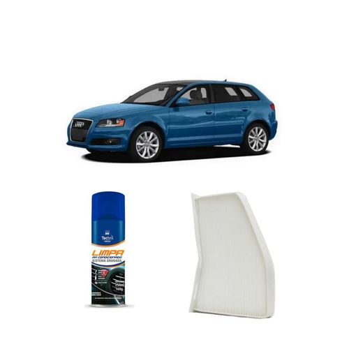 Kit Filtro De Cabine Acp309 Tecfil + Limpa Ar Condicionado Tecbril Audi A3 2.5 2011 Em Diante