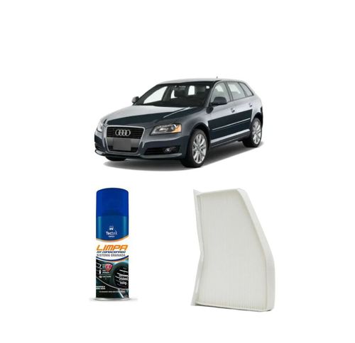 Kit Filtro De Cabine Acp309 Tecfil + Limpa Ar Condicionado Tecbril Audi S3 2.0 2010 Em Diante