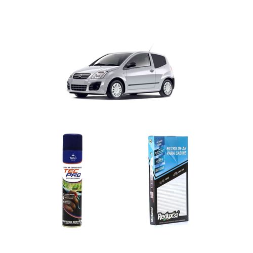 Kit filtro de cabine arc602 + limpa ar condicionado citroen c2 2003 a 2021