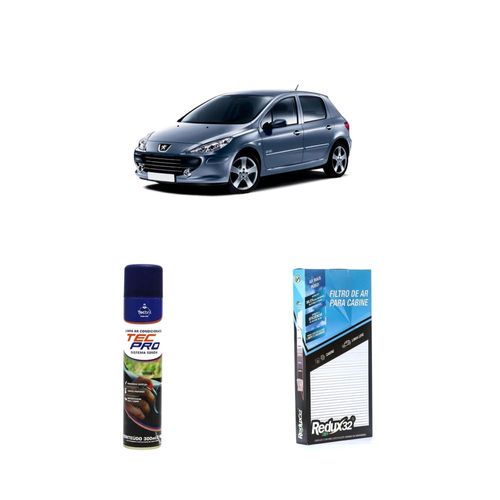 Kit filtro de cabine arc602 + limpa ar condicionado peugeot 307 2001 a 2010