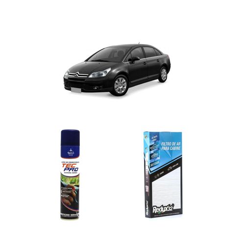 Kit filtro de cabine arc602 + limpa ar condicionado citroen c4 2005 a 2021