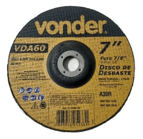 Disco Desbaste 180 mm x 6,4 mm x 22,23 mm VDA-60 Vonder