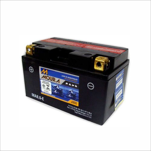 Bateria AGM Moto Moura 12V 8,6Ah MA8,6-E 1090 F3 F4 SUZUKI LT-R450 QUADRACER LT-Z90 QUADSPORT SYM