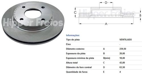 Disco Freio Dianteiro Fiesta 1.0 1.3 1.4 1997 A 2016 Ventila