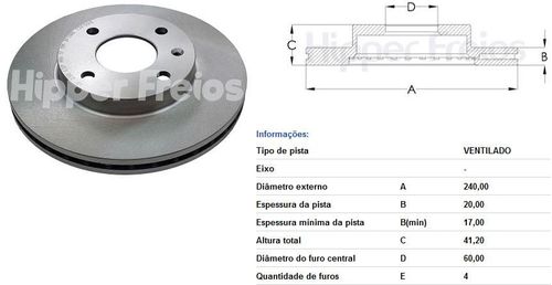 Disco Freio Dianteiro Corsa 1.0 1.4 2002 Ventilado