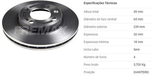 Disco Freio Dianteiro Gol G1 G2 G3 G4 1988 A 2014 Ventilado