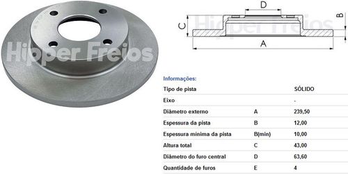 Disco Freio Dianteiro Fiesta 1.0 1.3 1996 A 2016 Solido