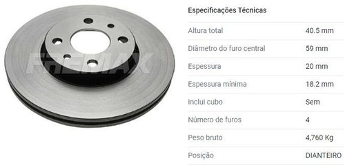 Disco Freio Dianteiro Fiat Tempra 8V 16V 1992 A 1994 Ventila